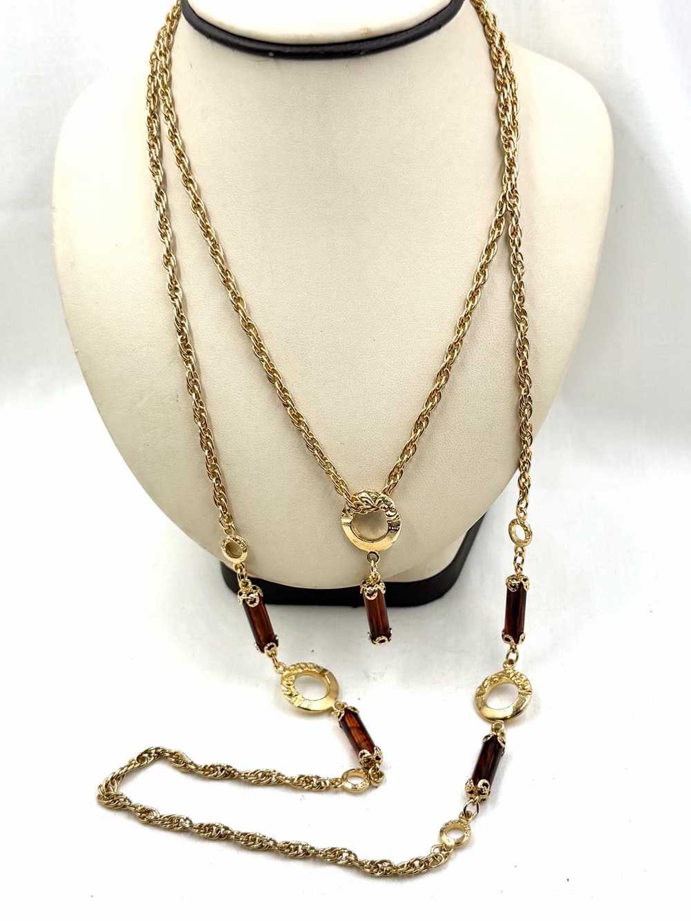 Vintage Sarah Coventry Emberwood Double Strand Necklace